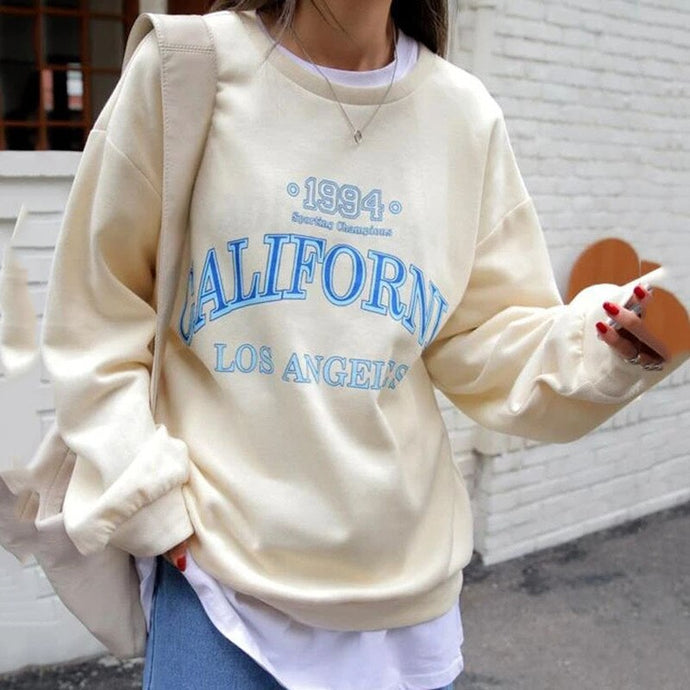 California Los Angeles Vintage American Print Oversized  Pullover