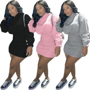 Sexy Sweatshirt Hoodie Dress - Bodycon Long Sleeve Outfits Luxury Clothes Fall/Winter Mini Dresses