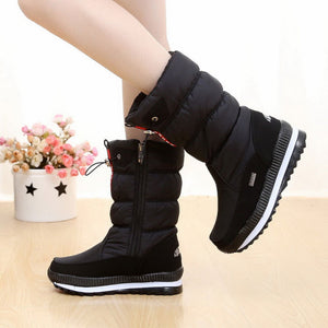 New warm winter boots thick plush waterproof no-slip mid-calf boots