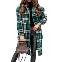 Women Winter Plaid Shirt Jacket Fashion Turn Down Collar Long Oversize Coat Single Breasted Thick Warm Lady Streetwear Overcoat