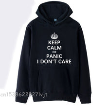 2022  Woman Hoodie Imperial Crown Keep Calm Or Panic I Don’t Care  Autumn Winter Fleece