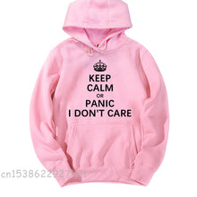 2022  Woman Hoodie Imperial Crown Keep Calm Or Panic I Don’t Care  Autumn Winter Fleece