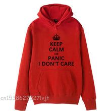 2022  Woman Hoodie Imperial Crown Keep Calm Or Panic I Don’t Care  Autumn Winter Fleece