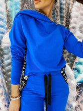 YICIYA Two Piece Set Women Solid Hoodied Sweatshirt&woman Pants Ribbon Patchwork Letter Print Tracksuit Women Pockets Autumn,met