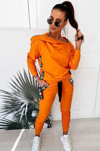 YICIYA Two Piece Set Women Solid Hoodied Sweatshirt&woman Pants Ribbon Patchwork Letter Print Tracksuit Women Pockets Autumn,met