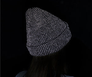 2021 New Reflective Beanie Hat Women Skullies Autumn Winter Cap Fashion Knitted Hats