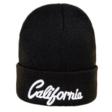 New California 3D Letter Embroidery Beanie Hat 100%Cotton Winter Warm Knit  Hood