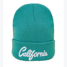 New California 3D Letter Embroidery Beanie Hat 100%Cotton Winter Warm Knit  Hood