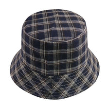 Bucket Hats for Women Retro Foldable Cotton Plaid Pattern Leisure hat