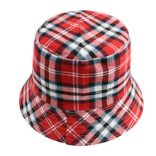 Bucket Hats for Women Retro Foldable Cotton Plaid Pattern Leisure hat