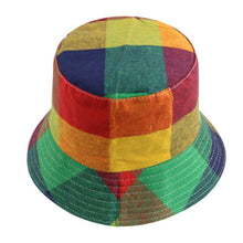 Bucket Hats for Women Retro Foldable Cotton Plaid Pattern Leisure hat