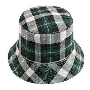 Bucket Hats for Women Retro Foldable Cotton Plaid Pattern Leisure hat