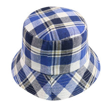 Bucket Hats for Women Retro Foldable Cotton Plaid Pattern Leisure hat