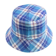 Bucket Hats for Women Retro Foldable Cotton Plaid Pattern Leisure hat