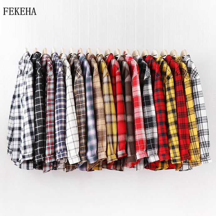 Fashion Plaid Shirt Chic Checked Blouse Long Sleeve  Casual Print Shirt Loose Cotton Top News 2022