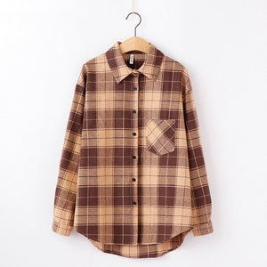 Fashion Plaid Shirt Chic Checked Blouse Long Sleeve  Casual Print Shirt Loose Cotton Top News 2022