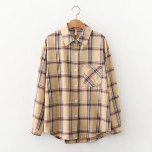 Fashion Plaid Shirt Chic Checked Blouse Long Sleeve  Casual Print Shirt Loose Cotton Top News 2022