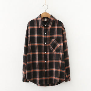 Fashion Plaid Shirt Chic Checked Blouse Long Sleeve  Casual Print Shirt Loose Cotton Top News 2022